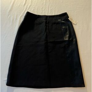 NWT GAP SZ 8 Black Satin Stripe Trim Pencil Skirt Lined Office Business Modest